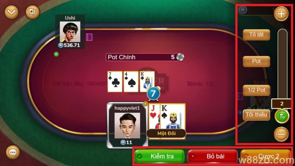 Hướng dẫn chơi Poker trên W88 - Nhận 90K tiền cược miễn phí (7)