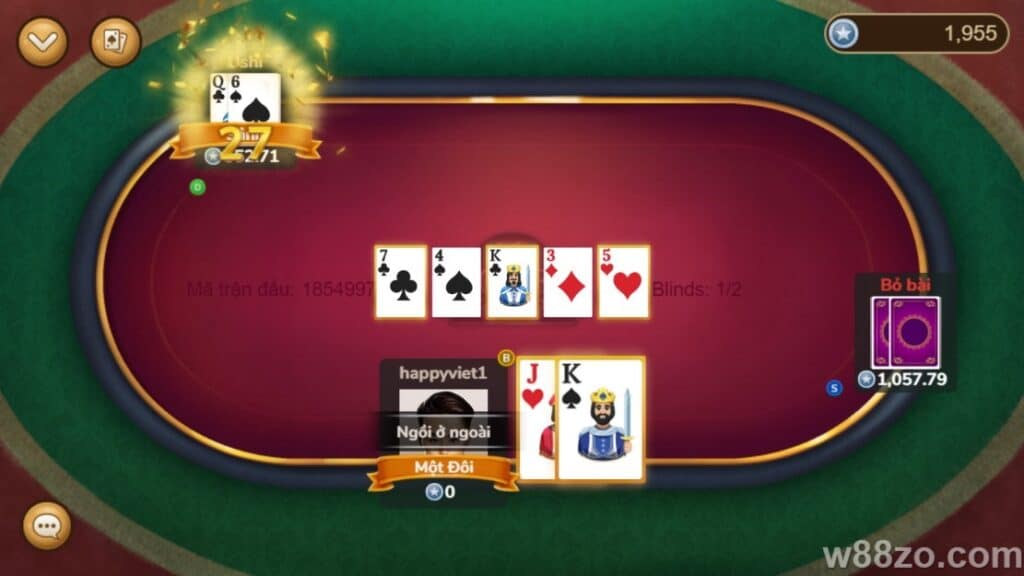 Hướng dẫn chơi Poker trên W88 - Nhận 90K tiền cược miễn phí (8)